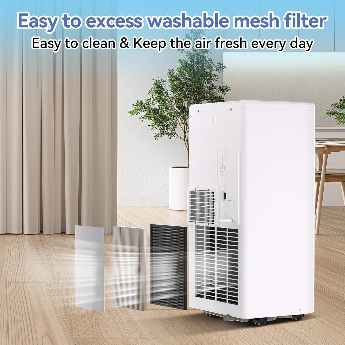 10000 BTU Portable Air Conditioners, 3 in 1 Portable AC with Cool, Dry, Fan Modes, Quiet Air Conditioners Cools Room up to 560 sq.ft, LED Display, Remote & 24H Timer, for Bedroom/Dorms/Apartments