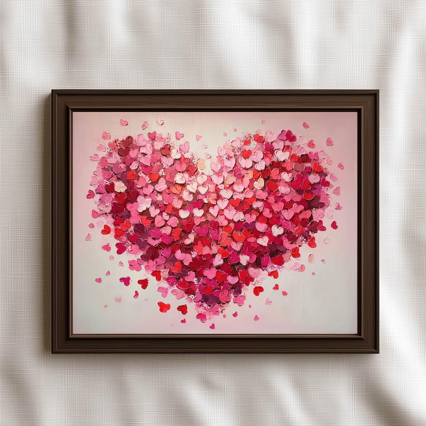 Heart Wall Art Print Unframed, Abstract Pink Heart Painting Poster for Romantic Home Decor, Valentine Gift for Her, Bedroom Living Room Office Artwork, Protected in Clear Sleeve (11X14 Inch-Unframed)