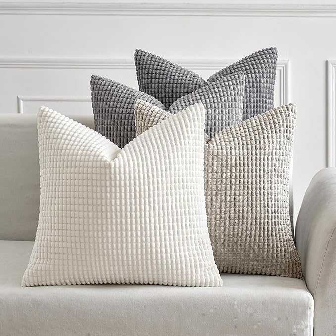 MIULEE Timeless Neutral Pillow Covers 20x20 Inch Set of 4 Mid Century Modern