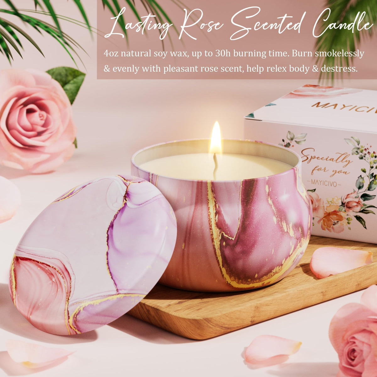 Mothers Day Birthday Gifts for Women Self Care Get Well Soon Gifts, Rose Relaxing Spa Gift Basket Thinking of You Care Package with Flannel Blanket, Unique Gift for Her Mom Wife Grandma Friend Sister