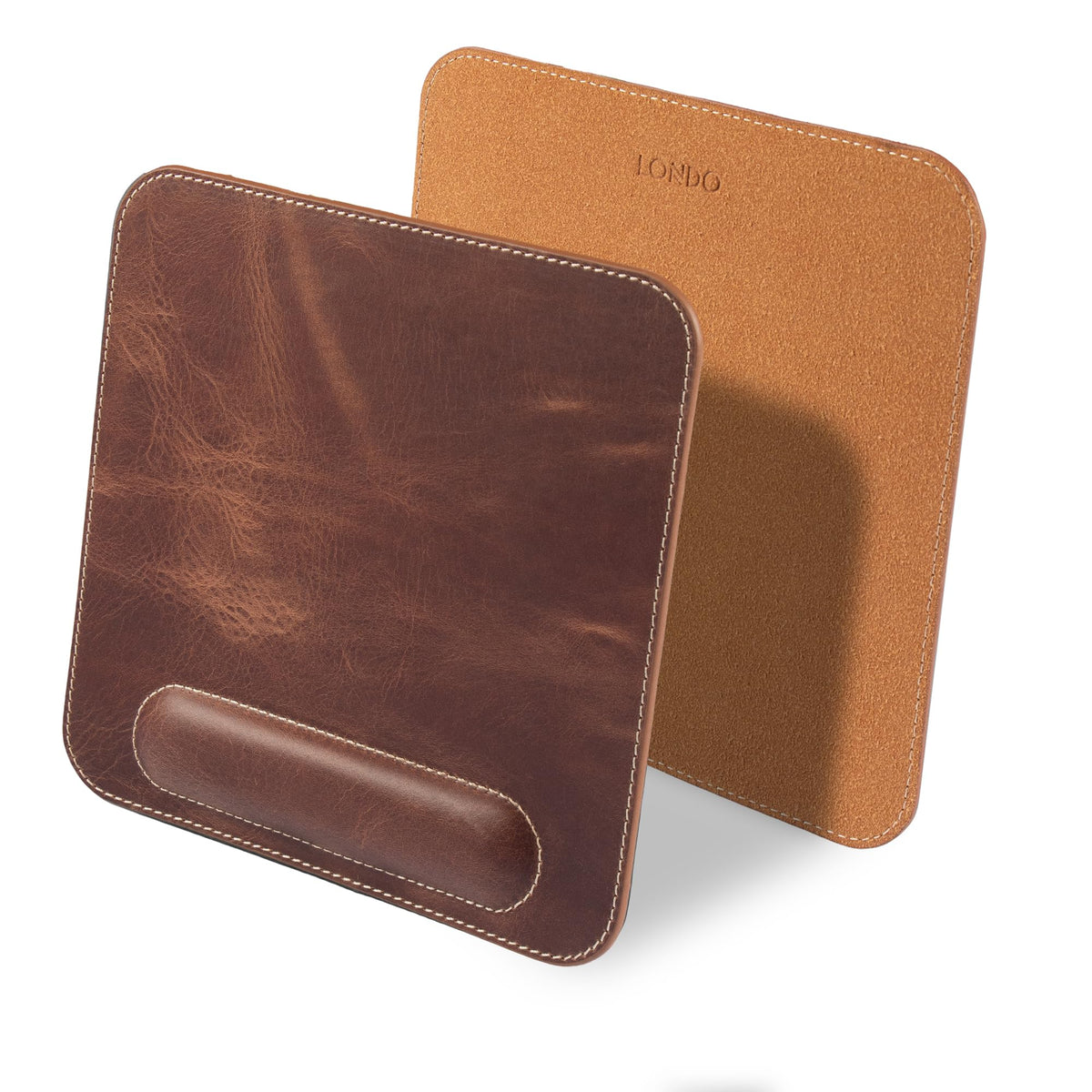 Londo Top Grain Leather Mouse Pad with Wrist Rest – Ergonomic Support, Non-Slip Base, Smooth Surface