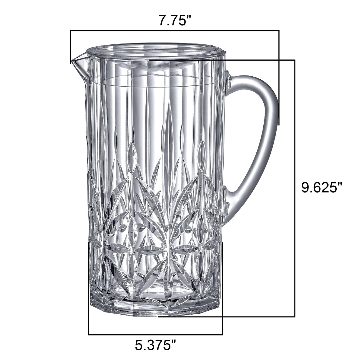Amazing Abby - Stately - Acrylic Pitcher (80 oz), Clear Plastic Water Pitcher with Lid, Fridge Jug, BPA-Free, Shatter-Proof, Great for Iced Tea, Sangria, Lemonade, Juice, Milk, and More