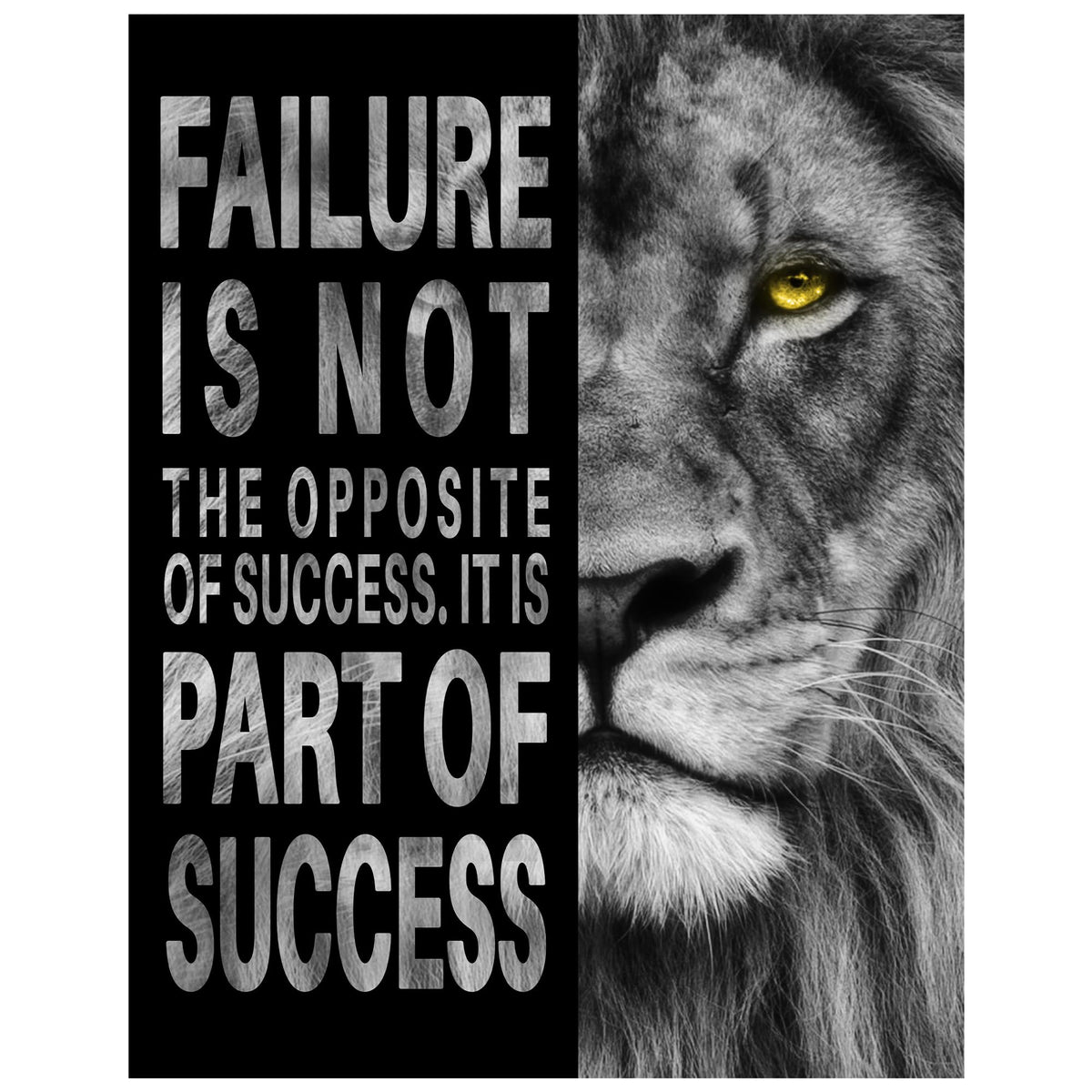 Office Wall Decor for Men 11x14 - Motivational Wall Art - Lion Success Quote Poster - Masculine Inspirational Art - Black and White Motivational Quotes - Home Office Gym Decoration - UNFRAMED