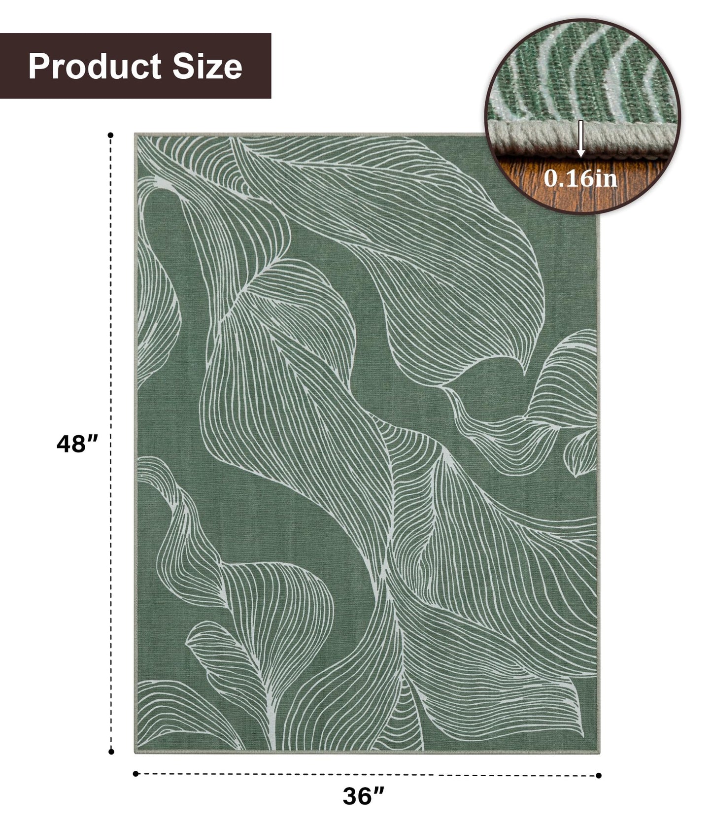 chakme Office Chair Mat for Hardwood Floor, 48"x36" Easy Glide Computer Desk Mat Protector for Rolling Chair Under Desk Rug Nonslip Backing, Machine Wash, (Leaf)