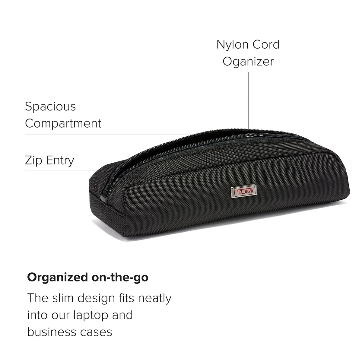 TUMI - Alpha Electronic Cord Pouch - Slim Zip Entry Travel Tech and Cable, Charger and Small Accessory Organizer - Black