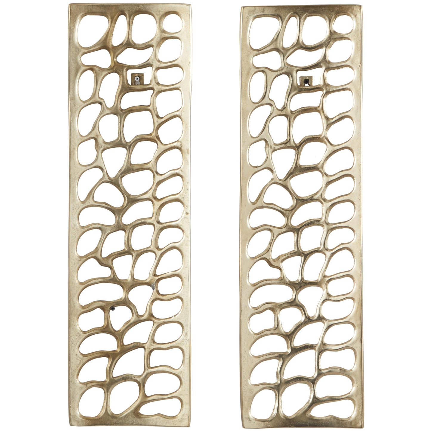 Deco 79 Aluminum Metal Abstract Home Wall Decor Cutouts Wall Sculpture, Set of 2 Wall Art 7"W, 22"H, Gold