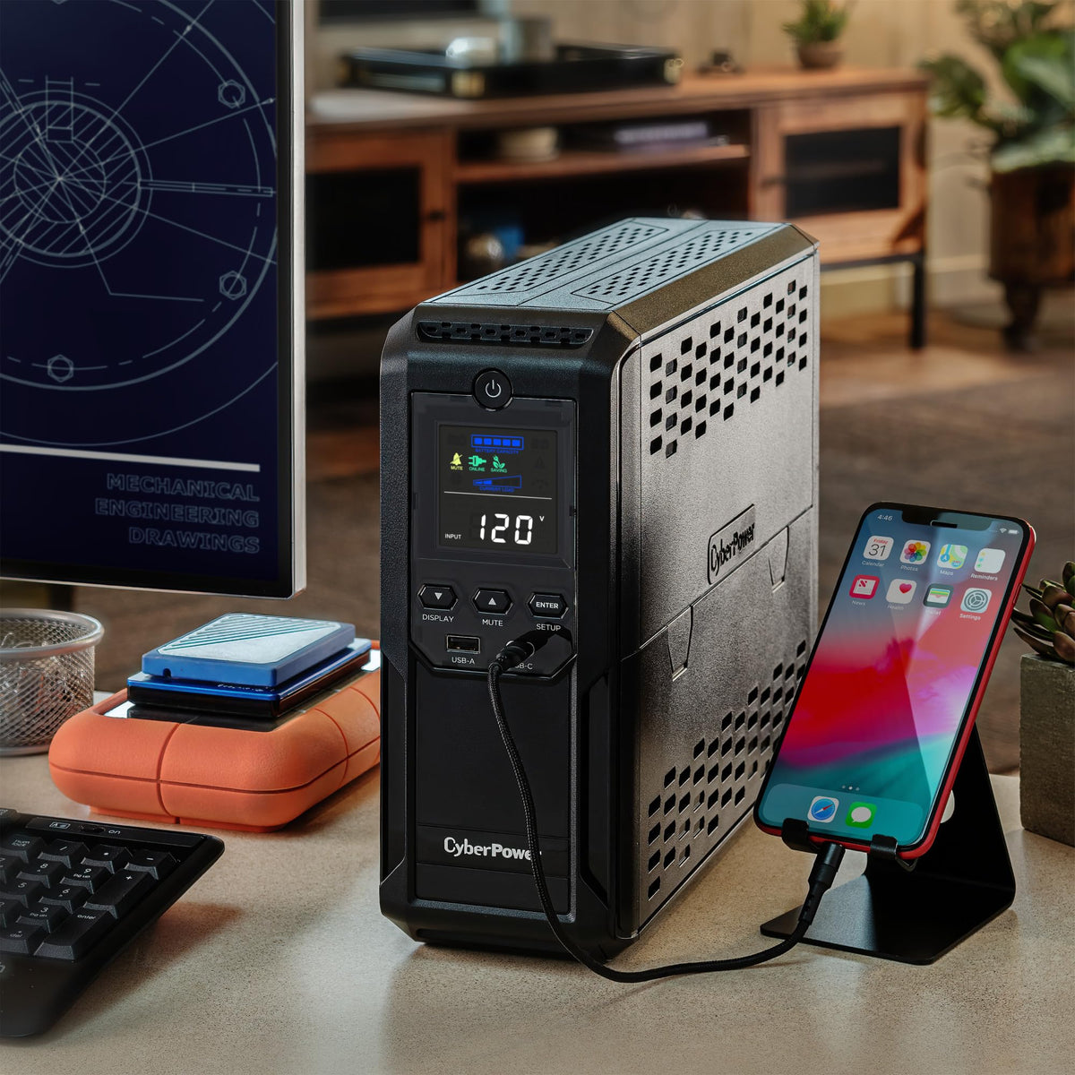 CyberPower BRG1500AVRLCD2 Intelligent LCD UPS Battery Backup and Surge Protector, 1500VA/900W, 12 Outlets 2 USB Ports, AVR, Mini-Tower, UL Certified, 5-Year Warranty