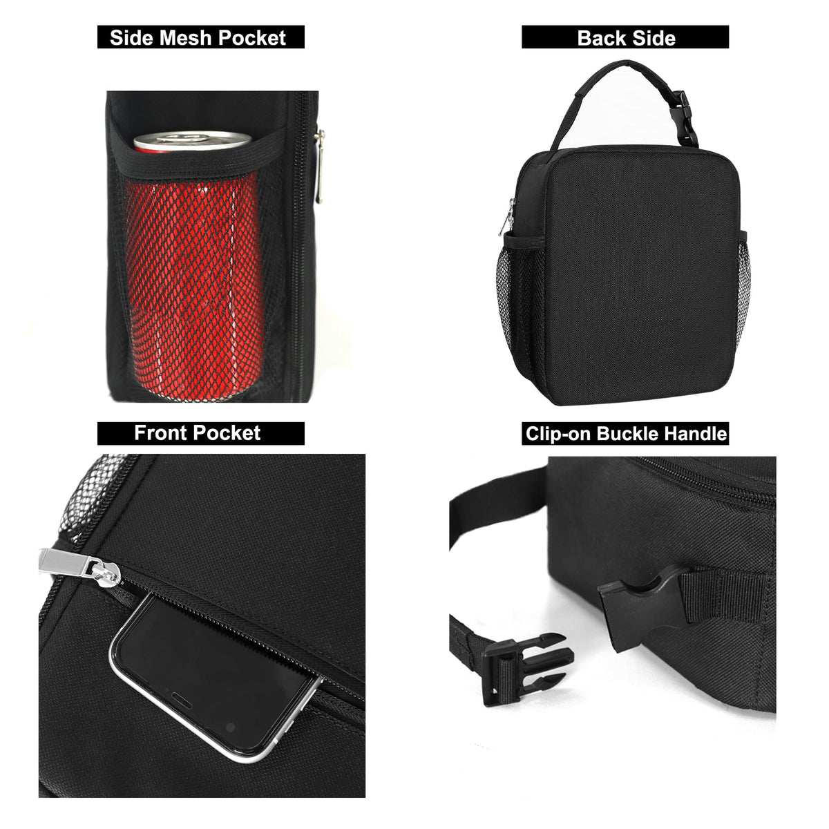 HABOPET Lunch Box for Men & Women Durable Lunch Bag for Adults Reusable Small Lunchbox Black