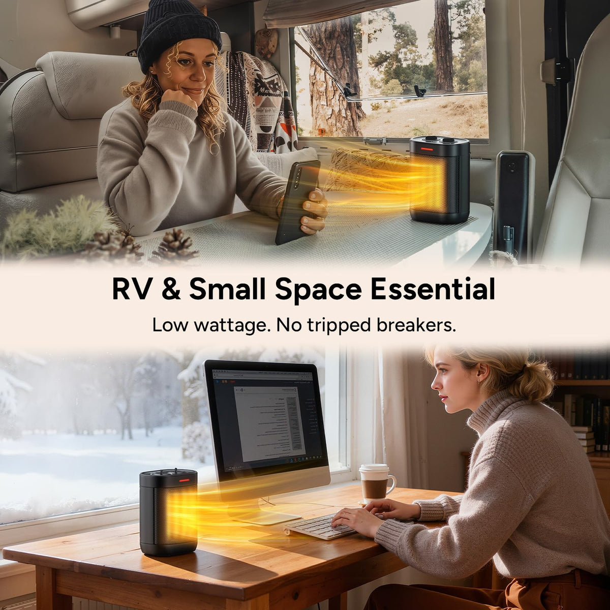 Pereysi Ceramic Personal Space Heater for Office Desk & RV, 1000W/700W Low Wattage Electric Heater Under Desk, Circuit Friendly & Quiet Mini Heater for Feet & Hands