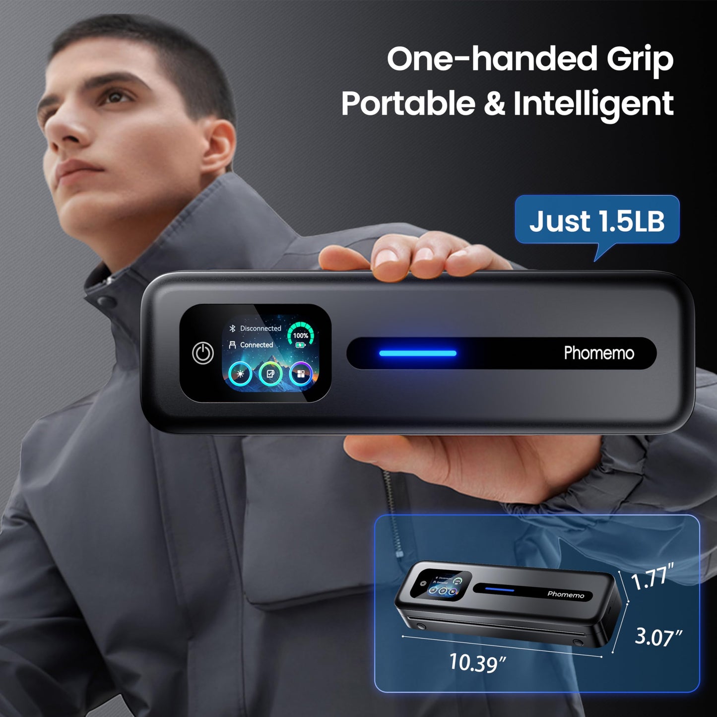 Phomemo Upgraded Portable Printer with Touchscreen, M832D Bluetooth Wireless Thermal Inkless Printer, Supports 8.5"x11" US Letter & A4, Compatible with iOS, Android, PC for Travel, Black