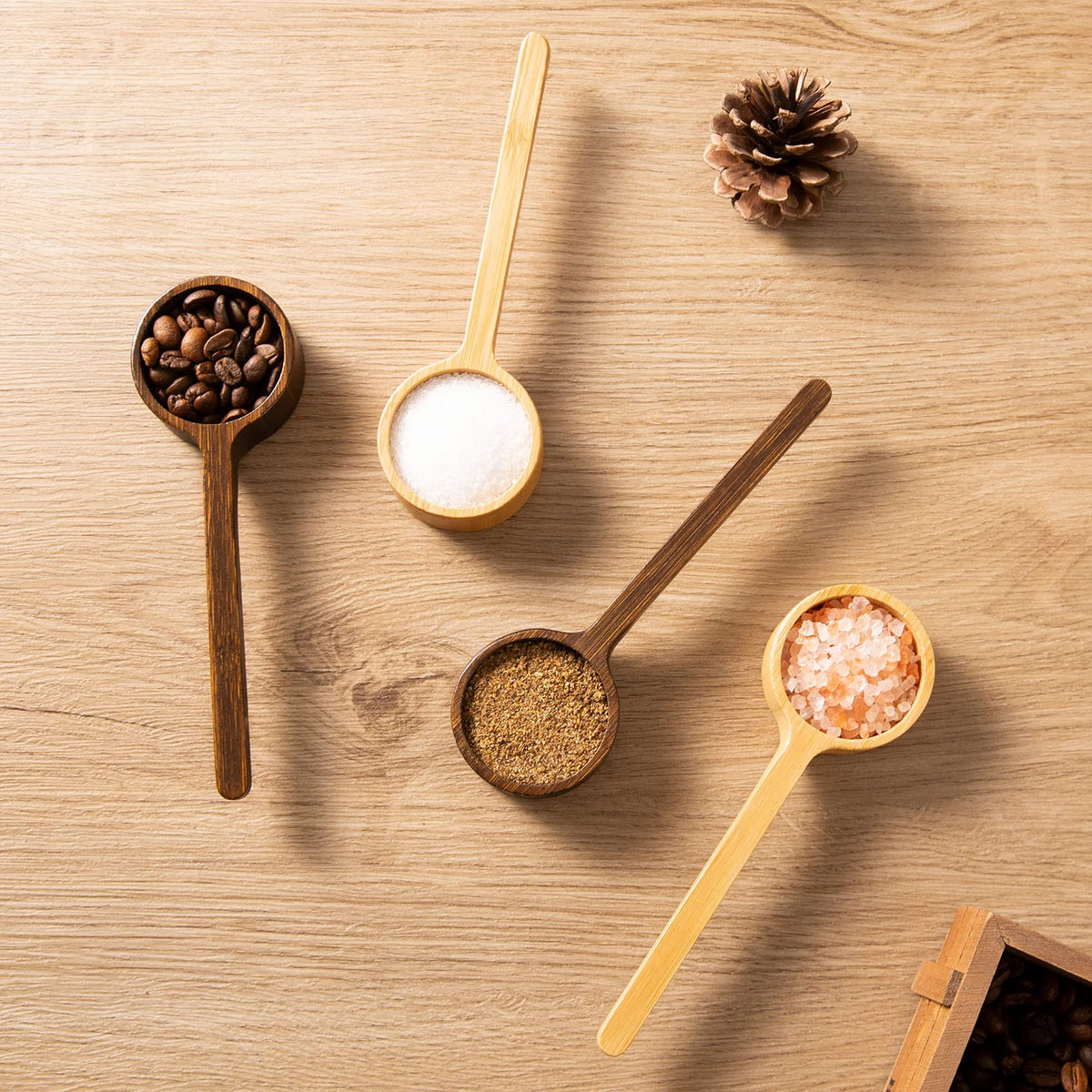 Bamboo Coffee Scoop Long Handle Measuring Scoop for Glass Food Jars
