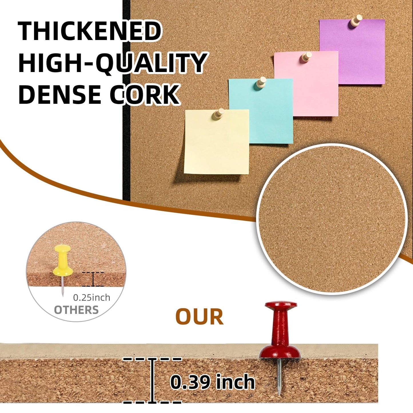 24” x 36” Cork Boards for Walls with Black Wooden Frame 1pack, Double Sided Office Board for Wall Organizer, Bulletins Board Decorative Hanging Pin Board for School, Home & Office, Notice Board