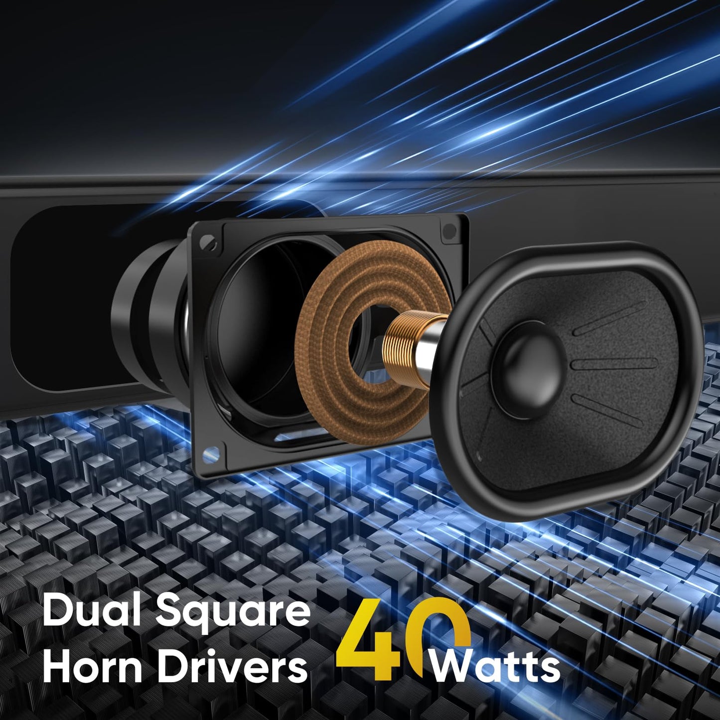 RIOWOIS Sound Bar for Smart TV, Soundbar for TV with Bass Reflector and Easy Set up, Home Audio Surround Sound System for TV PC Projector, Wall Mountable