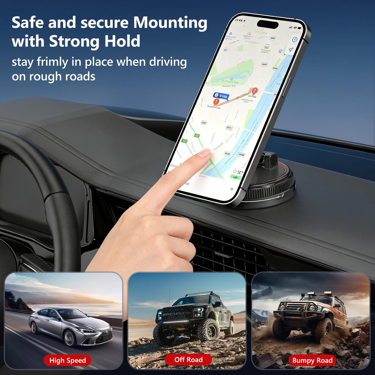 NotiXas Car Phone Holder Mount, 108LBS Vacuum Suction for MagSafe Car Mount, 3000gf Magnetic 360° Adjustable Carbon Fiber Phone Holders for Your Car for iPhone 17 Pro Ma/17/16/15/14/13/12, Desk & Gym
