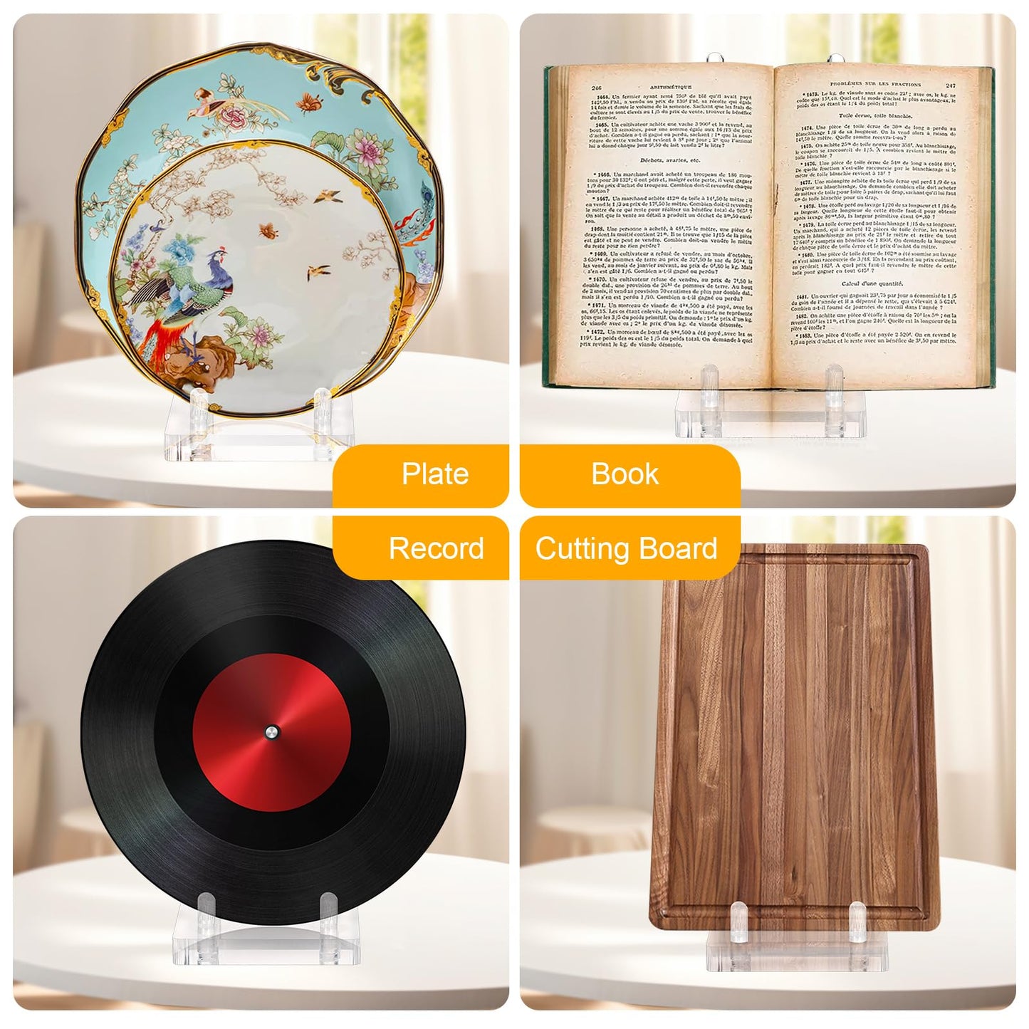 Acrylic Plate Stand for Display, Adjustable Clear Acrylic Plate Holder Picture Easel Stand, Book Stand and Display Holder for 6-14 Inch Decorative Plate, Record, Plaque, Photo, Platter, Tabletop Art
