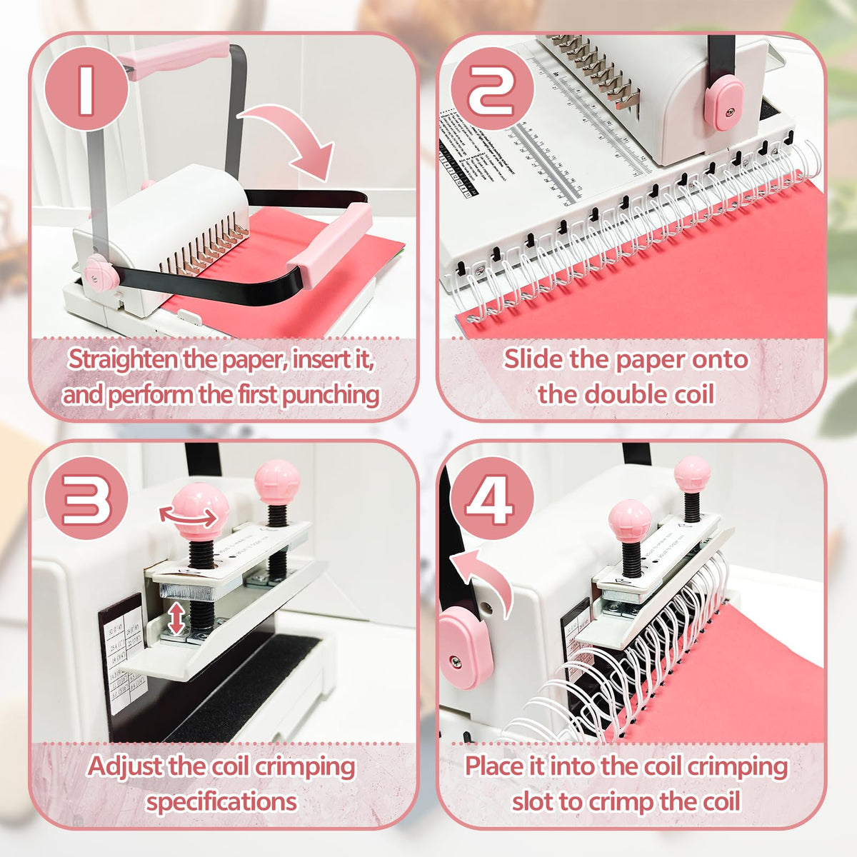 Spiral Binding Machine Wire Book Binder Tool Hole Pitch 2:1 Compatible with Wire，Spiral Coils, Make Professional Books, Notebooks, Calendars and More
