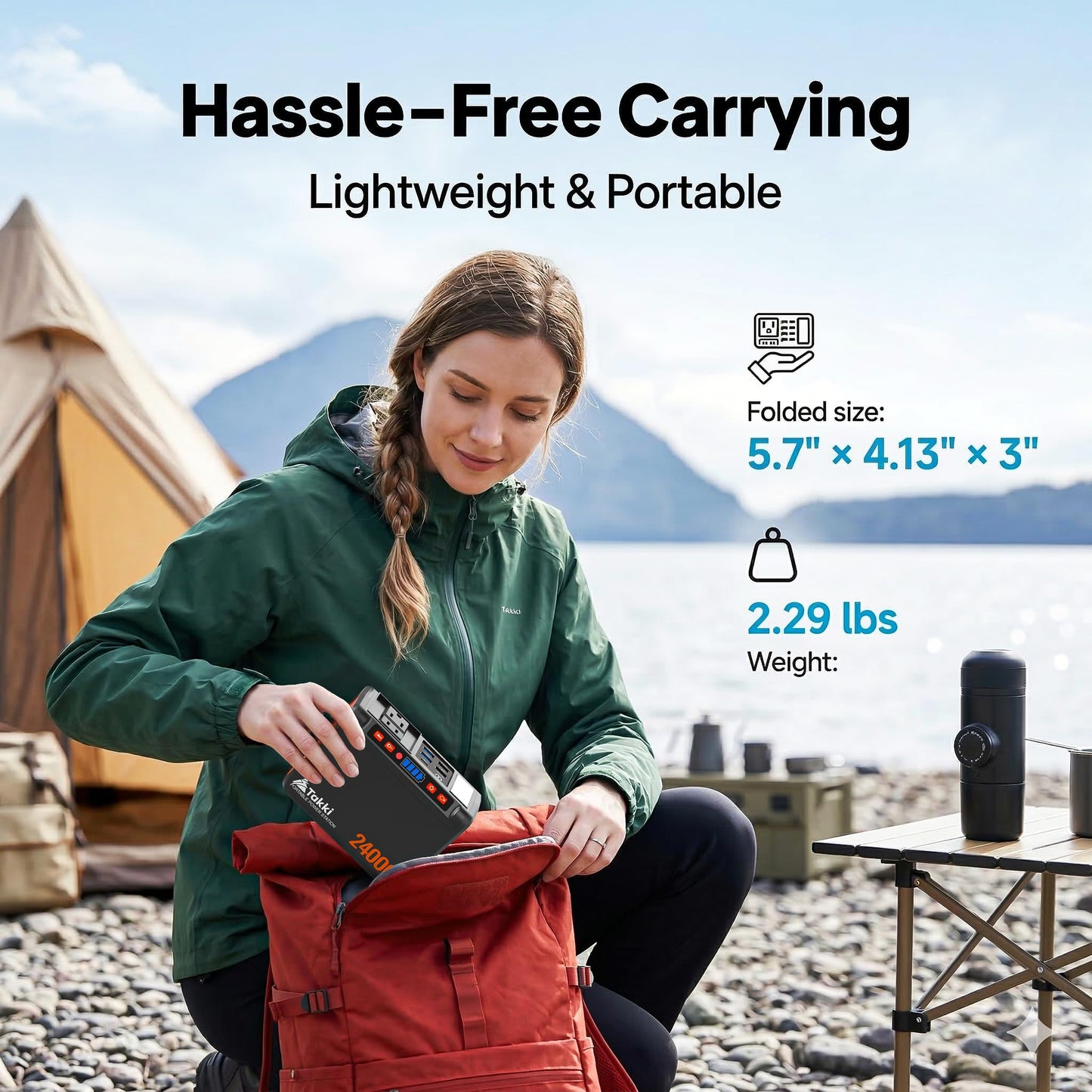 Takki 88.8Wh Portable Power Station Lithium Battery Small Generator Power Bank with 110V AC Outlet Battery Backup for Camping Home Use Emergency(Solar Panel Optional)