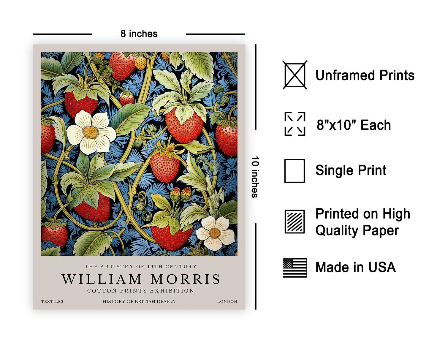 Poster Master Owl Print - William Morris Poster - Flower & Animal Illustration - Botanical Exhibition Wall Design - Floral Bird Artwork - Aesthetic Office or Bedroom Decor - 8x10 UNFRAMED Wall Art