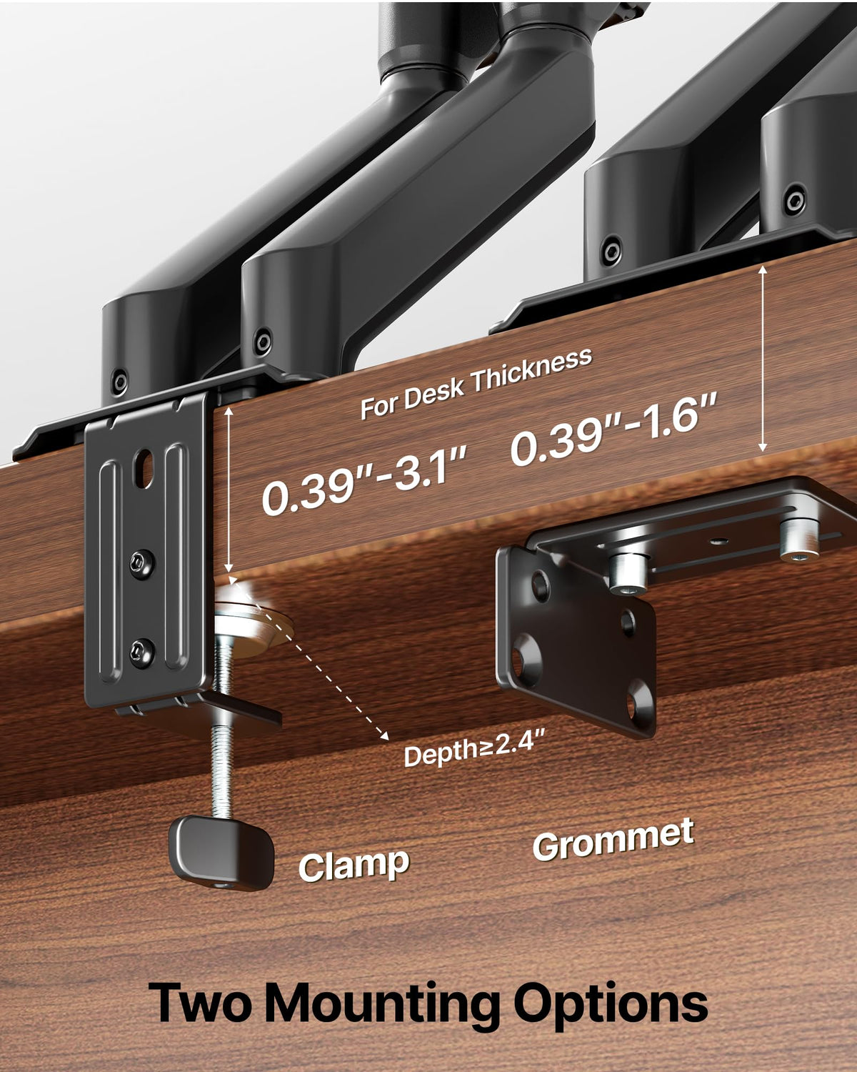 monTEK Dual Monitor Stand for Desk, 17-32 Inch Mechanical Spring Dual Arm, Heavy Duty Steel Adjustable Monitor Mount, Full Motion VESA 75x75/100x100, C-Clamp & Grommet, Holds Up to 20 lbs Each