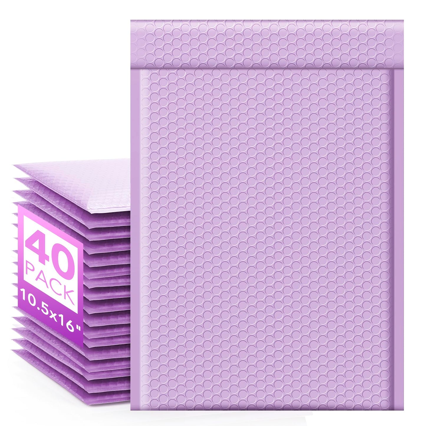 Fuxury Large Bubble Mailers 10.5x16" 40 Pack Self Seal Padded Envelopes Waterproof Mailing Envelopes Bubble Padded Mailers for Packaging, Small Business #5 Lavender