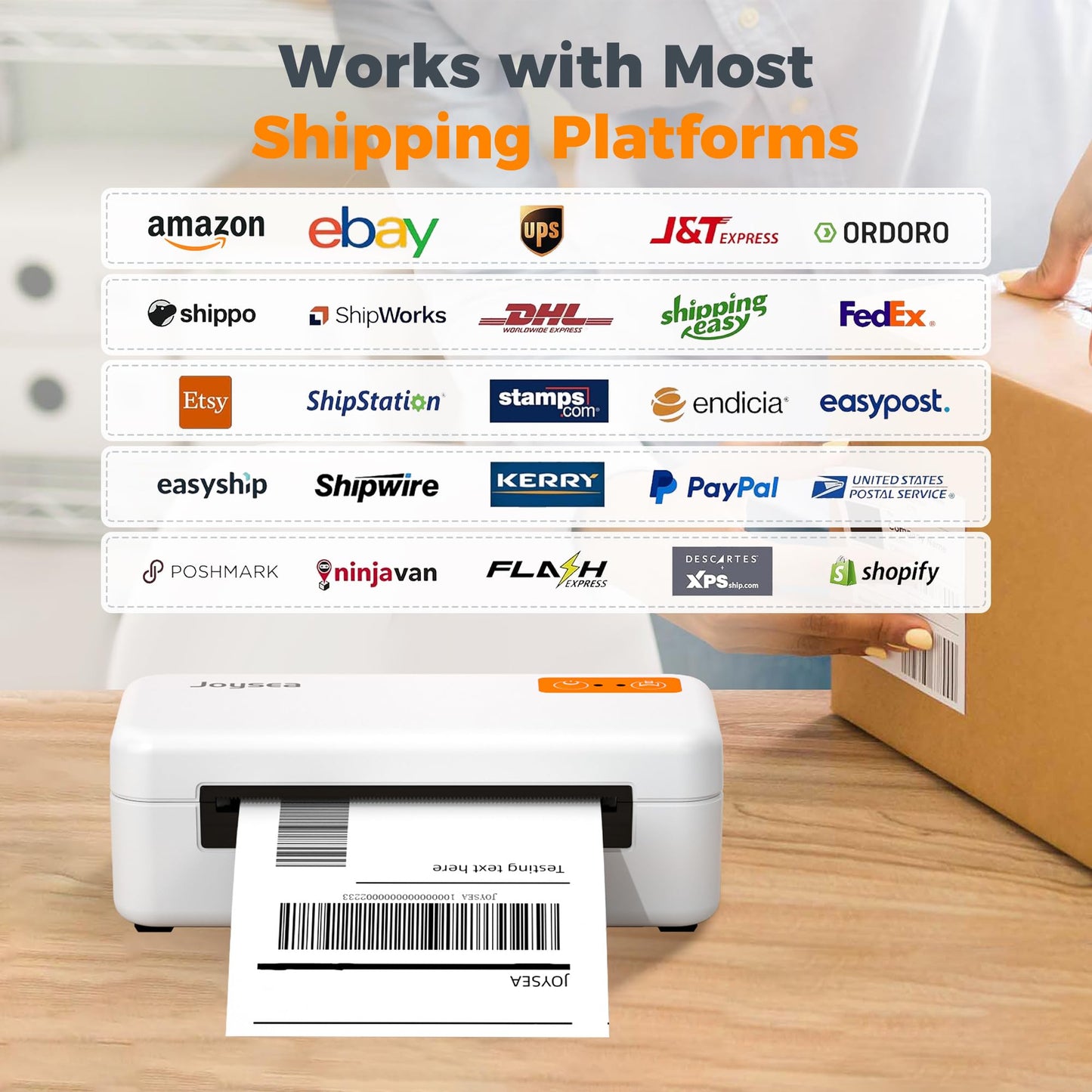 Joysea Bluetooth Shipping Label Printer, E41 Pro 4x6 Wireless Thermal Printer for Amazon, FedEx, USPS Labels, Compatible with iOS, Android, Windows Mac