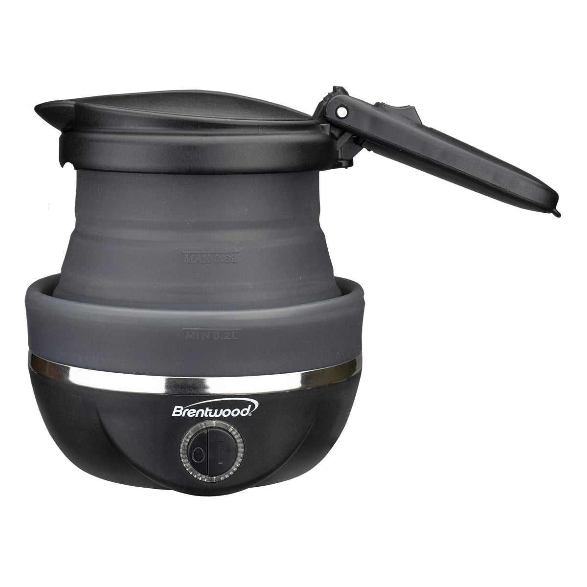 Brentwood Appliances KT-1508BK .85-Quart Dual-Voltage Collapsible-Travel Kettle (Black), 0.85Q