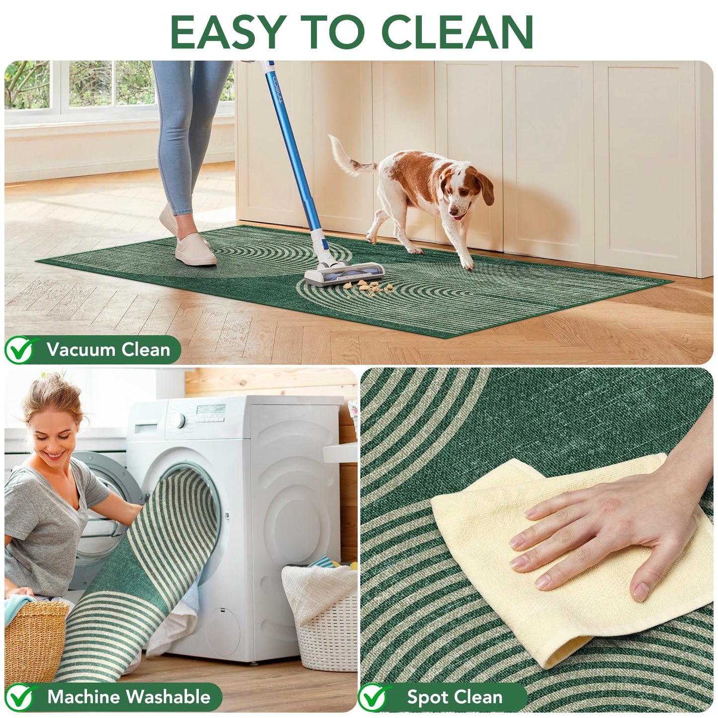 Office Chair Mat for Hardwood Floor&Tile Floor,36"X 48" Heavy Duty Desk Chair Mat for Hard Floors,Under Desk Rug for Rolling Computer Chair,Anti Slip,Low Pile Carpet Floor-Geo Green