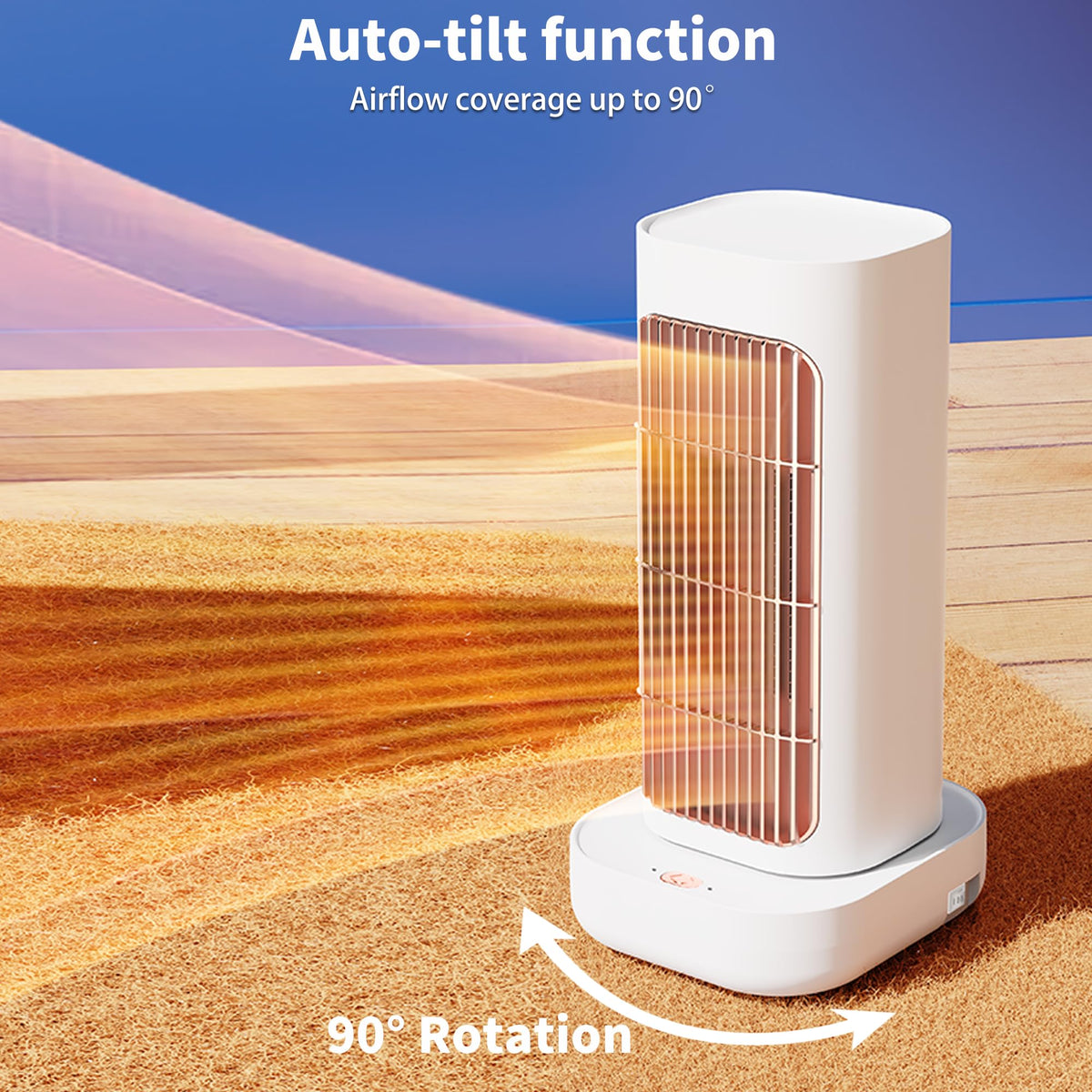 Space Heater, Small Electric Space Heaters with 90° Oscillation, Portable Space Heaters for Indoor Use, Overheat & Tip Over Protection Room Heater for Bedroom, Living room, Offices, Garage, White