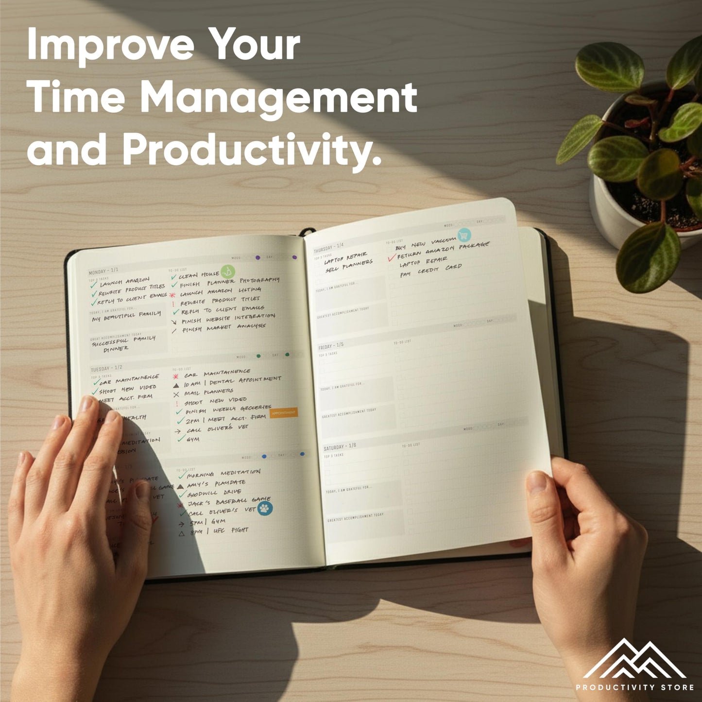 Dated, 2026 Planner, 5.8” x 8.3” - The #1 Productivity Planner to Achieve Your 2026 Goals - Planner 2026-2027 by PRODUCTIVITY STORE (A5, BLACK)