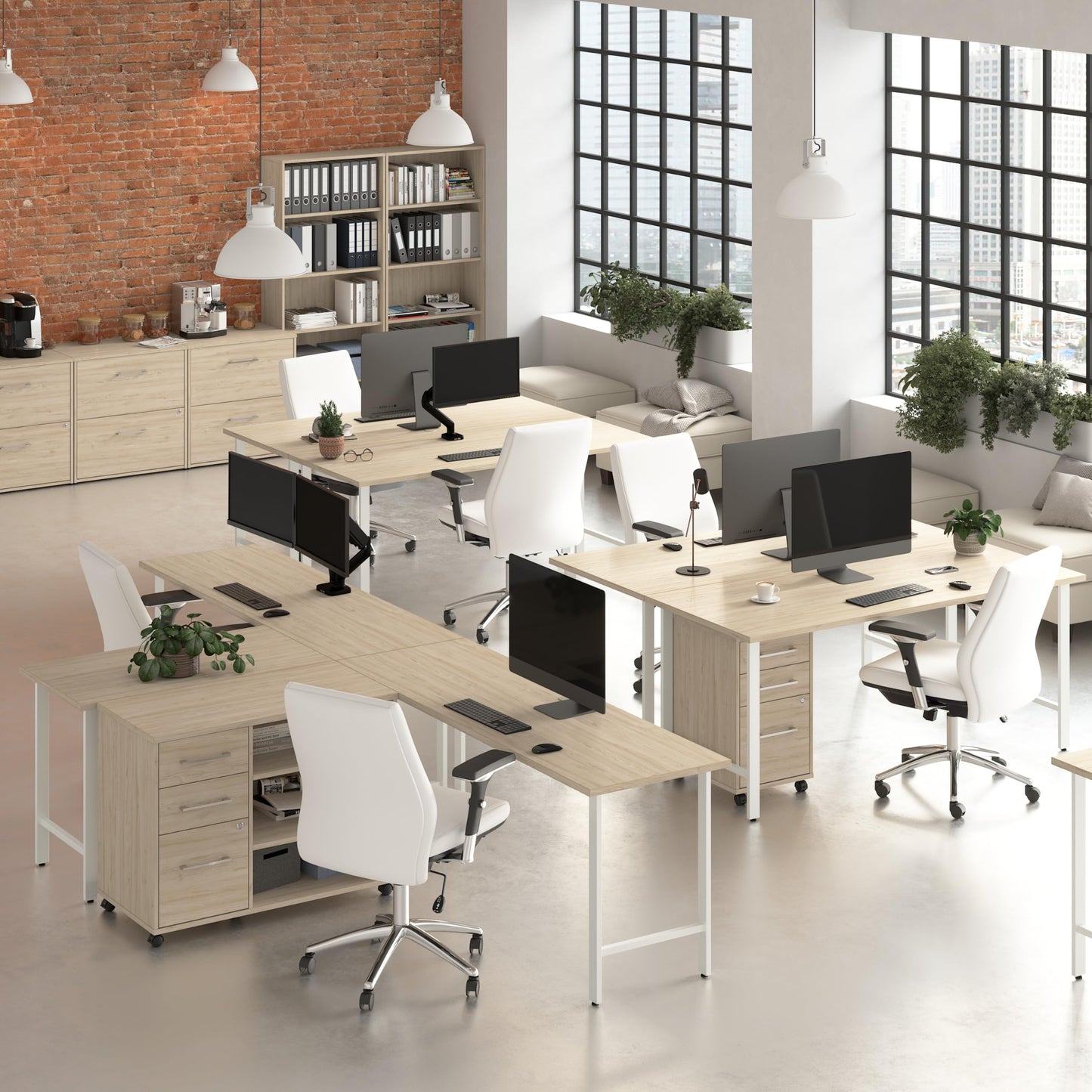 Bush Business Furniture Hustle Office Storage Cabinet with Wheels in Natural Elm, Mobile Organization Unit for Home and Professional Workspace