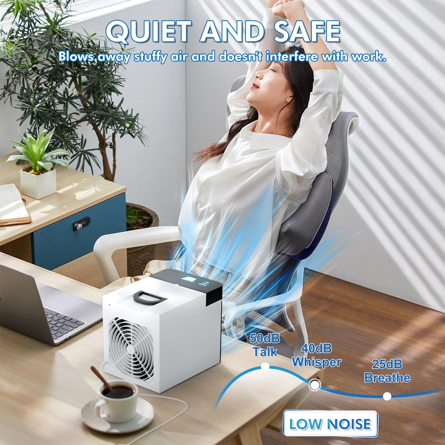 Portable Air Conditioners Fan, Anti-leakage Water Mini Air Cooler with 3 Speeds, Personal Ice Air Conditioner for Room Desk Office Home Tent(White01)