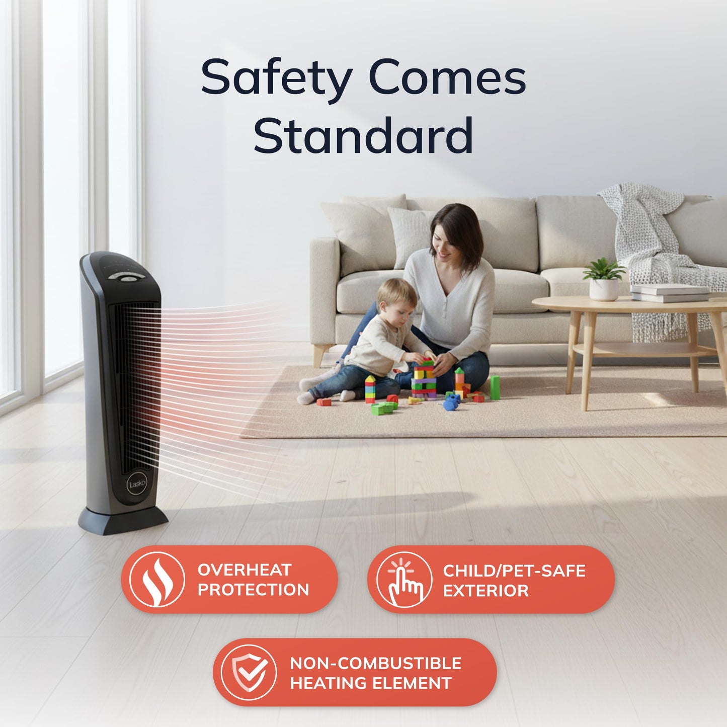 Lasko 1500W Ceramic Tower Space Heater with Remote, Thermostat, Timer & Widespread Oscillation, Portable Electric Heater for Indoor Use, Bedroom & Living Room, 751320