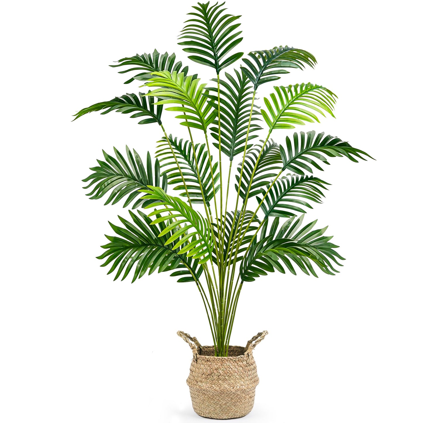 Der Rose 44" Fake Plants Artificial Palm Tree with Hand Woven Basket for Home Office Living Room Balcony Indoor Easy Assembly