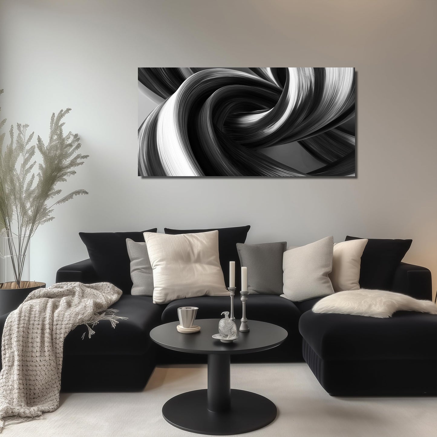 CIRABKY Modern Prints Wall Decor for Office Black and White Abstract Wall Art for Bedroom Minimalist Pictures for Living Room 24 x 48 Inch