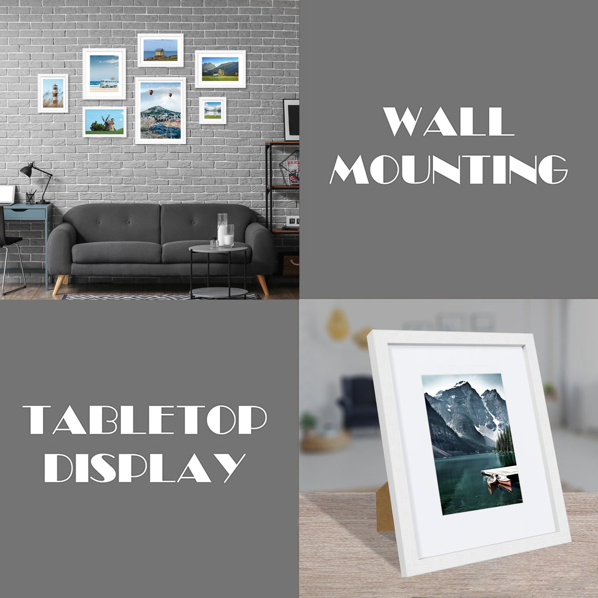 Hongkee 10x12 Picture Frame with Real Glass - Display Pictures 8x10 with Mat or 10 x 12 without Mat, Photo Frame for Wall or Table Top Display(White, 3 Pack)