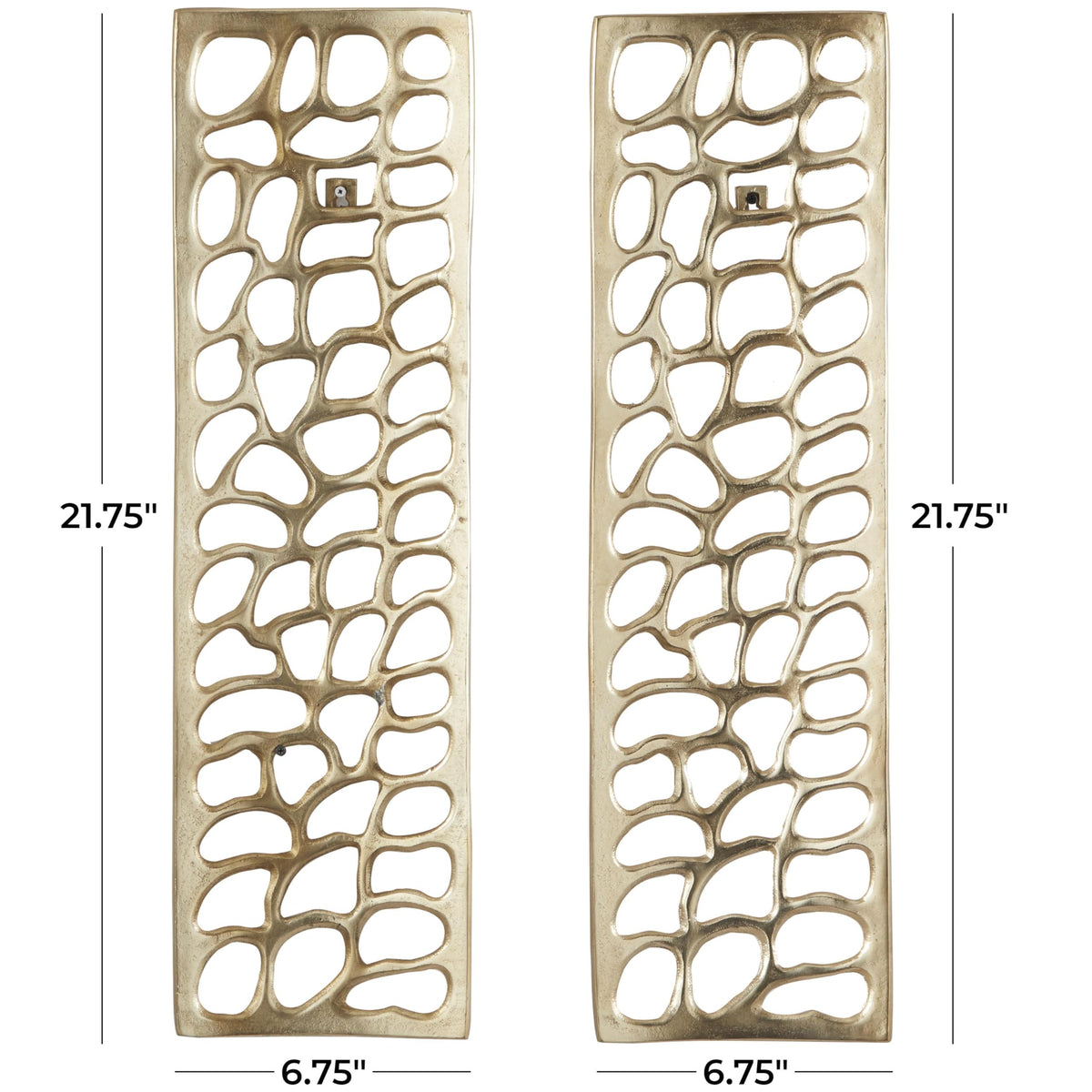 Deco 79 Aluminum Metal Abstract Home Wall Decor Cutouts Wall Sculpture, Set of 2 Wall Art 7"W, 22"H, Gold
