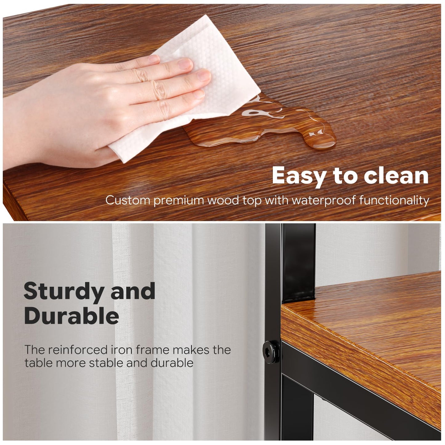 Ekisemio 3-Tier Side Table, End Table Nightstand for for Living Room & Small Spaces, Rustic Brown