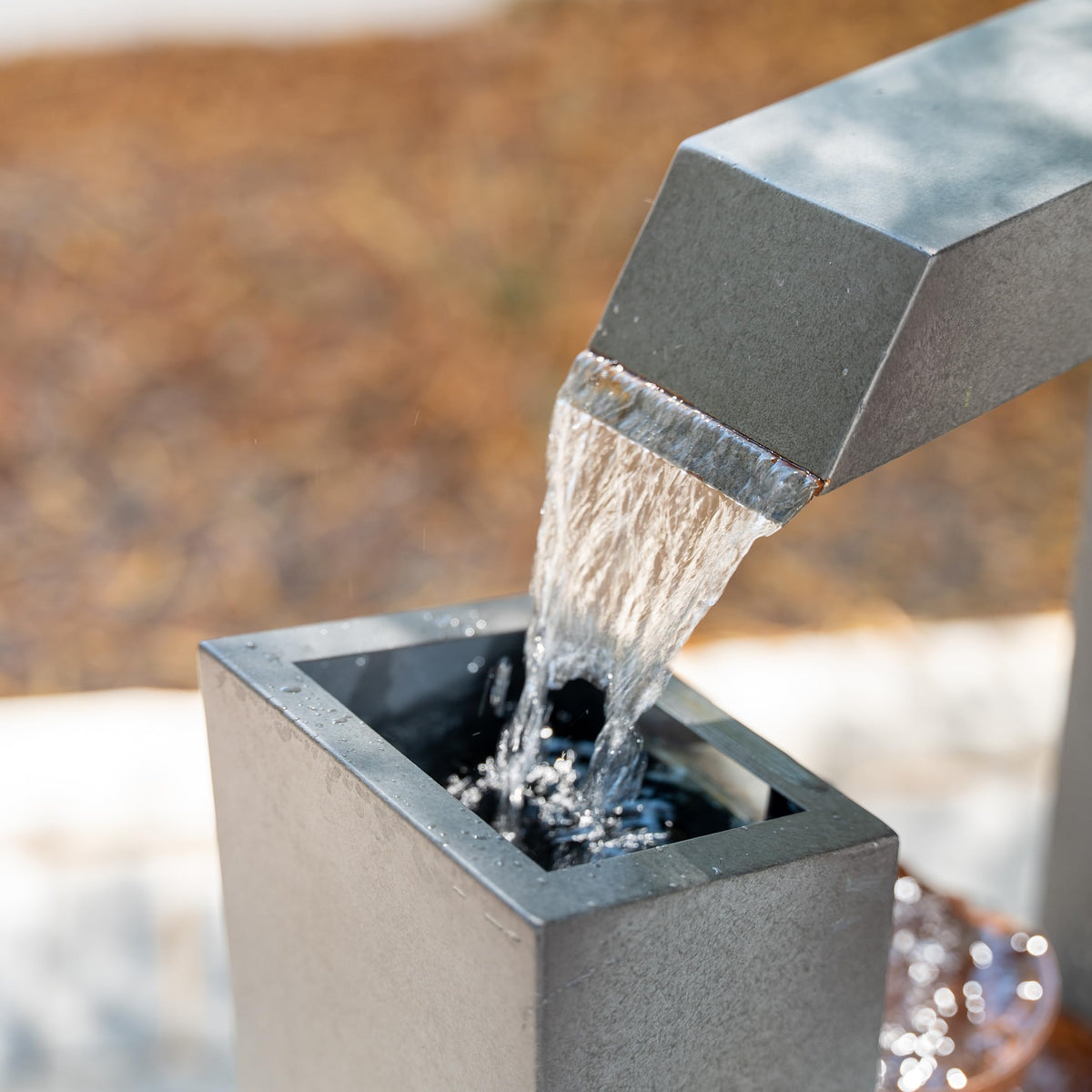 XBrand 38-Inch Freestanding Sculptural Metal Multi-Tier Flower Water Fountain, Gray and Bronze