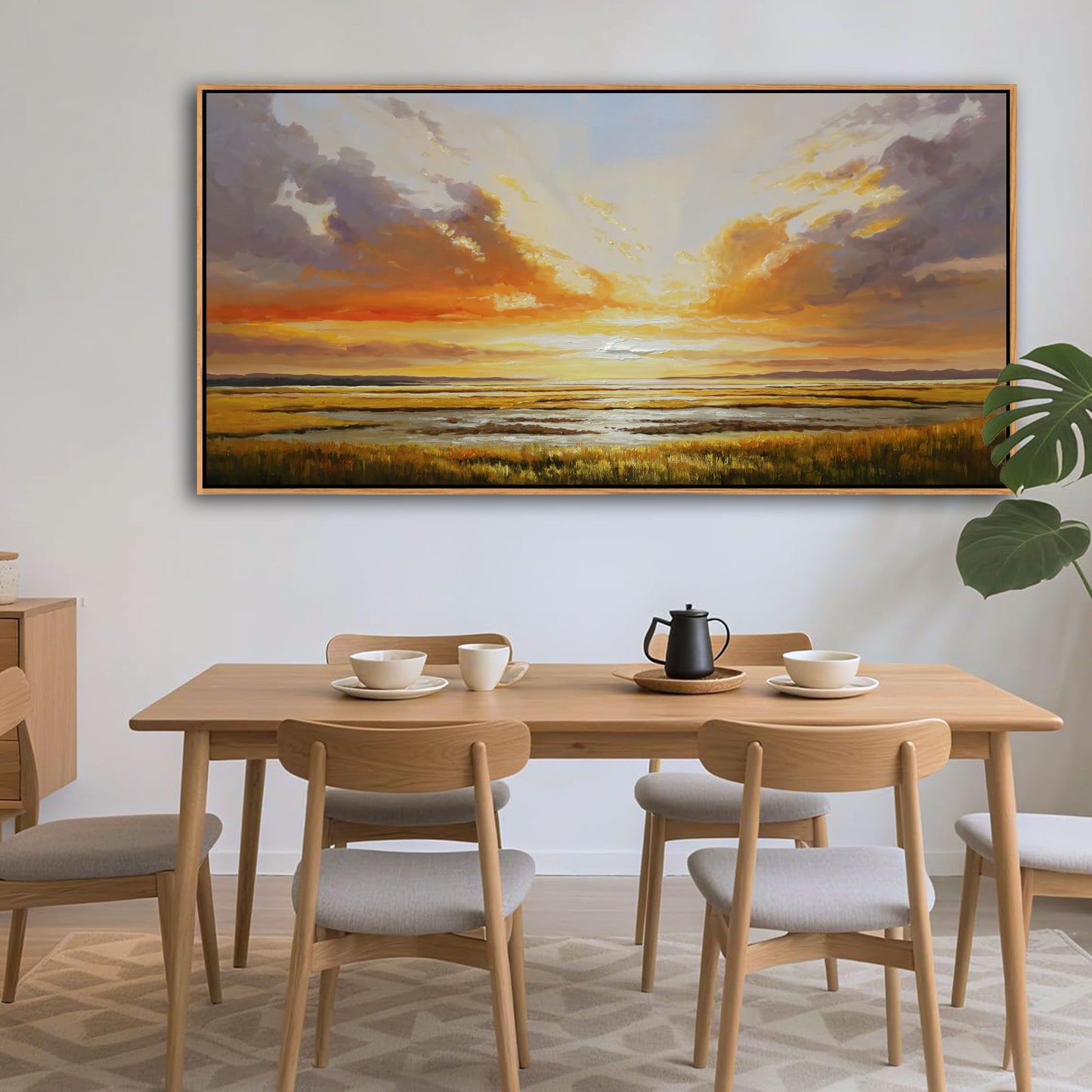 KLAKLA Beach Wall Art Sunset Coastal Abstract Landscape Pictures Wall Decor for Living Room Canvas Ocean Seascape Poster Nature Painting Print Bedroom Office Home Decoration 24x48 Inches
