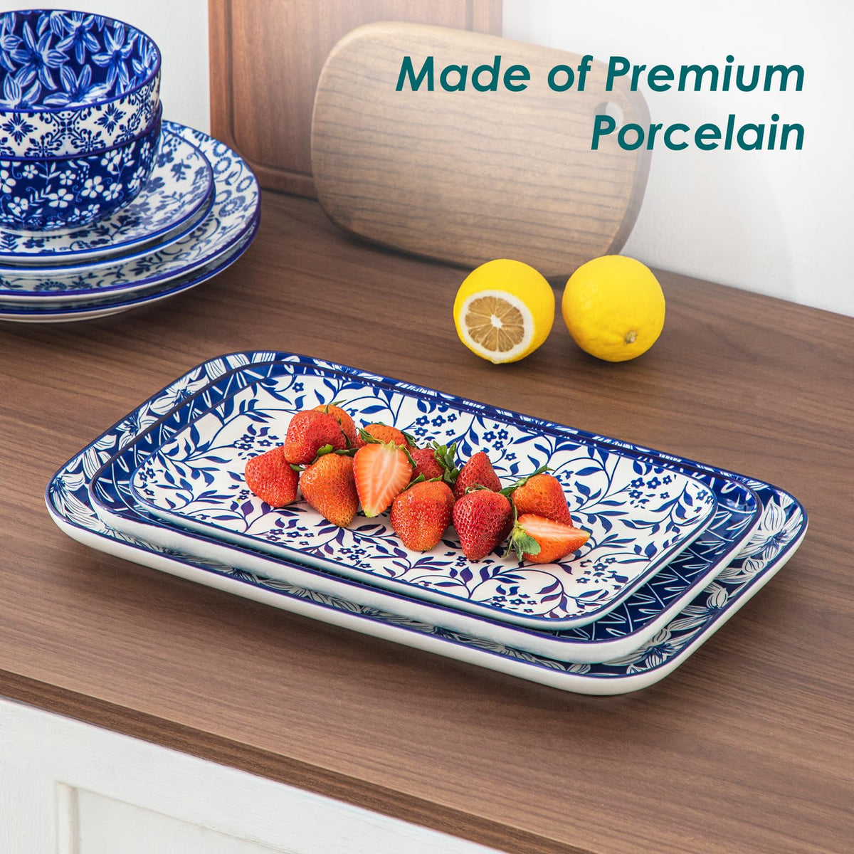 vancasso Porcelain Serving Trays for Party, Serving Platters Set of 3,Serving Dishes for Entertaining, Ceramic Party Trays and Platters for Serving Food, 16"/14"/12" Inch, Series SELENE