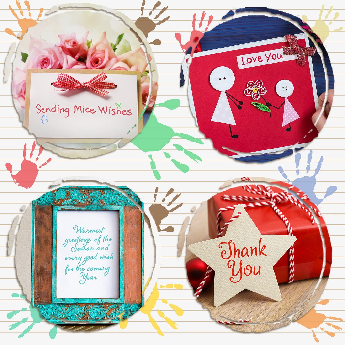 Chinco 4 Sheet Sentiments Rubber Clear Stamps Set for Card Making and DIY Scrapbooking Journaling 2 Acrylic Stamp Blocks with Grid Lines for Valentine Birthday Wedding Wife Husband Anniversary Card