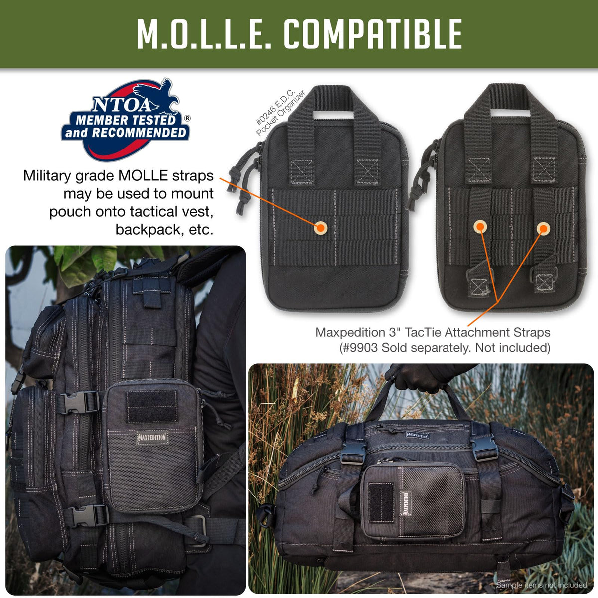 Maxpedition E.D.C. Pocket Organizer,Nylon (Black) 6"x1"x8"