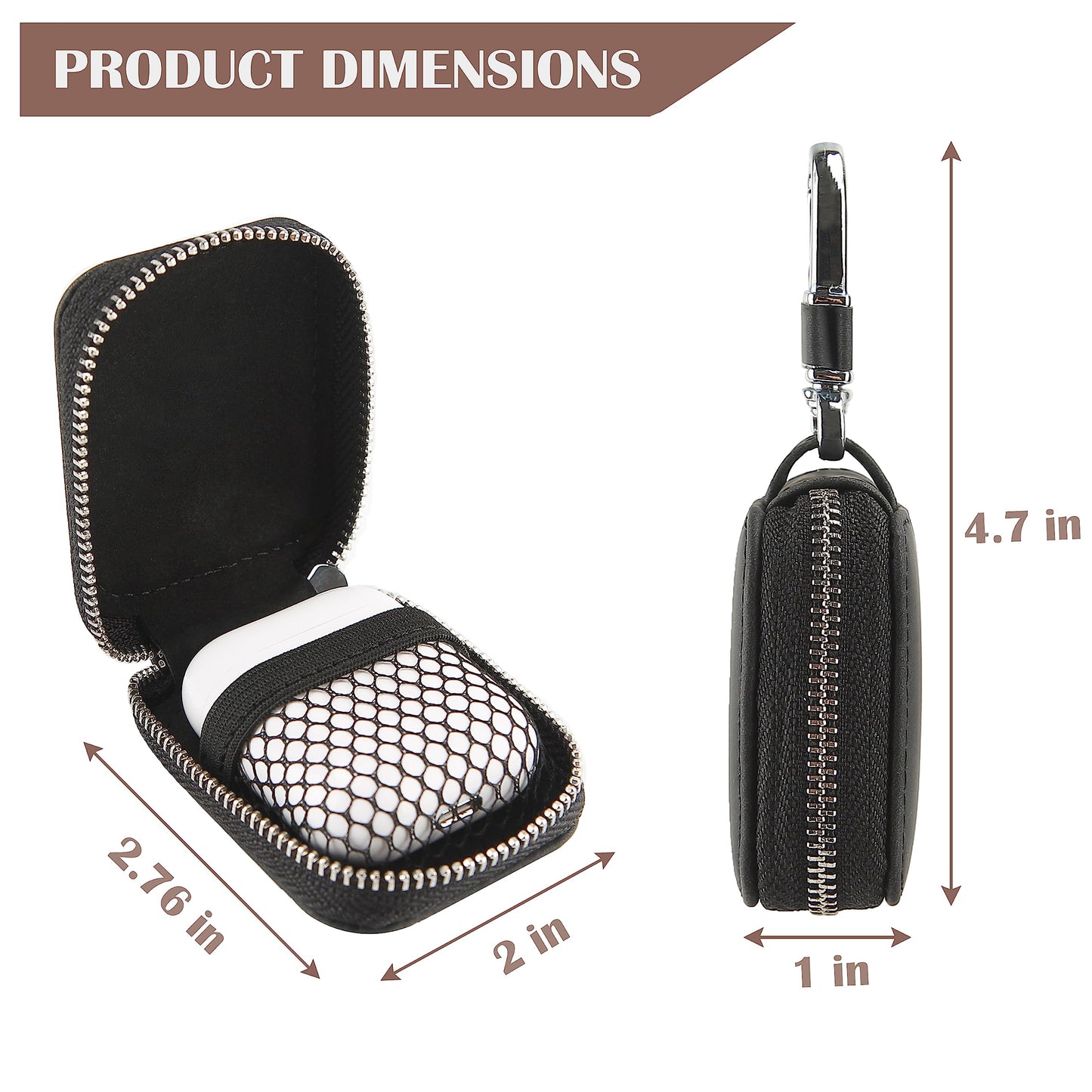 Earbud Case Headphone Storage Case Compatible with Airpods 1/2/3/Pro Wireless Earphones Carrying Pouch Small PU Leather Bag Shockproof Earpods Cover Universal Bag Travel Protection Pouche