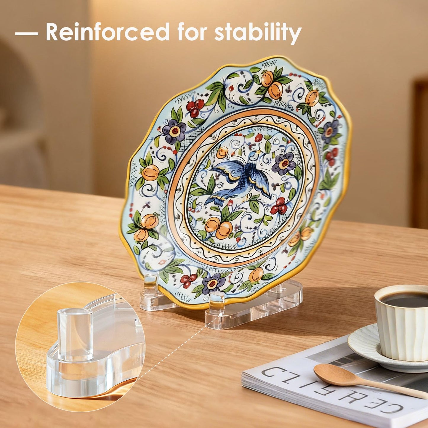 milldou Acrylic Easel Display，Plate Stand for Display，Adjustable Clear Display Holder for 7" to 12" Platter, Book, Card, Frame, Picture, Artwork, Plaque ( Large-1pc 7"-12")