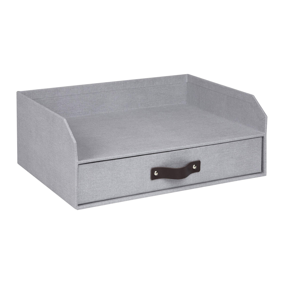 Bigso Box of Sweden Walter Letter Tray for A4 or Letter Size Documents - Paper Tray Organizer for Desk with Storage Drawer and Stable Rubber Feet - 13.1in x 10in x 5.2in - Ash