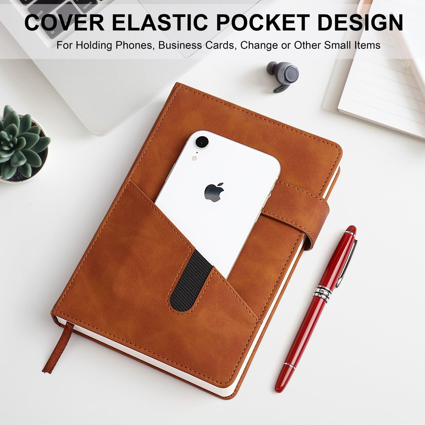 Lined Journal Notebook for women men,368 Pages Hardcover Leather Journals for Writing, A5 Journaling Notebooks,Daily Journals Notebook for Work Note Taking,Travel,Business,School , 5.7"×8.3" (Brown)