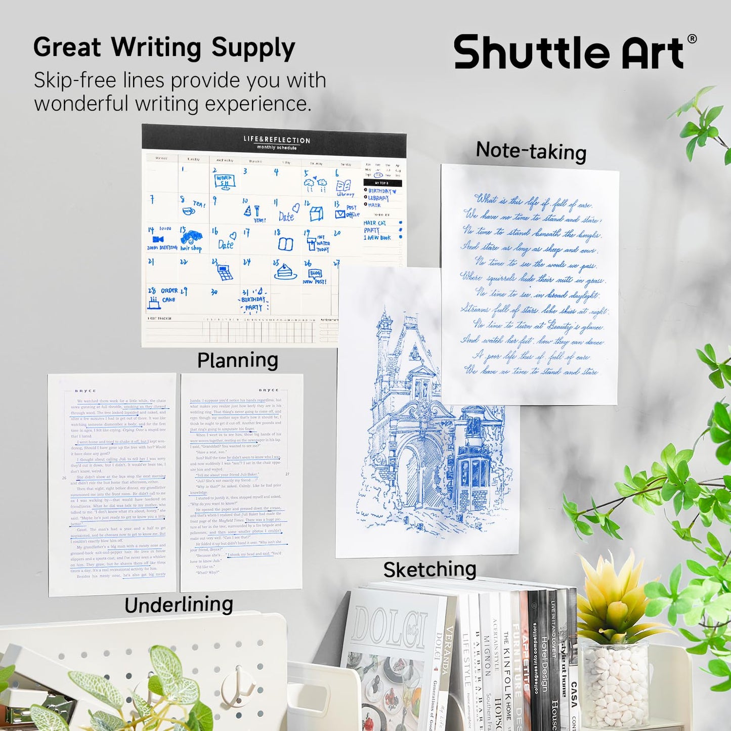Shuttle Art Blue Gel Pens, 40 Pack Retractable 0.7mm Medium Point Rollerball Blue Ink Pens Smooth Writing with Comfortable Grip for Writing Journaling Taking Notes Office School Home