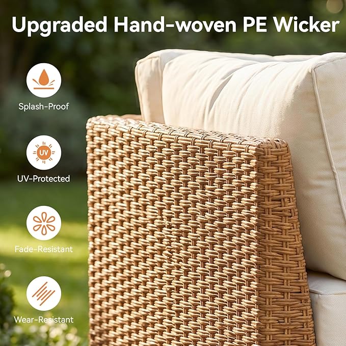 Aoxun 5-Piece Patio Furniture Set, Wicker Outdoor Furniture