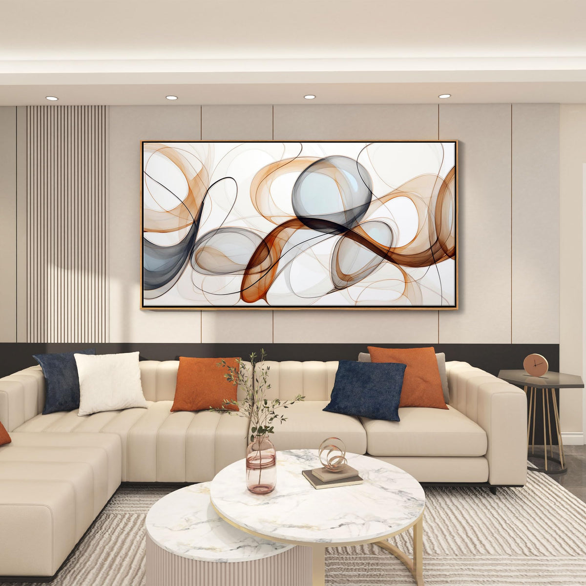 XLSJERST Modern Abstract Wall Art - Deep Spiritualism Art White And Brown Canvas Pictures Artwork Living Room Office Bedroom Wall Decor