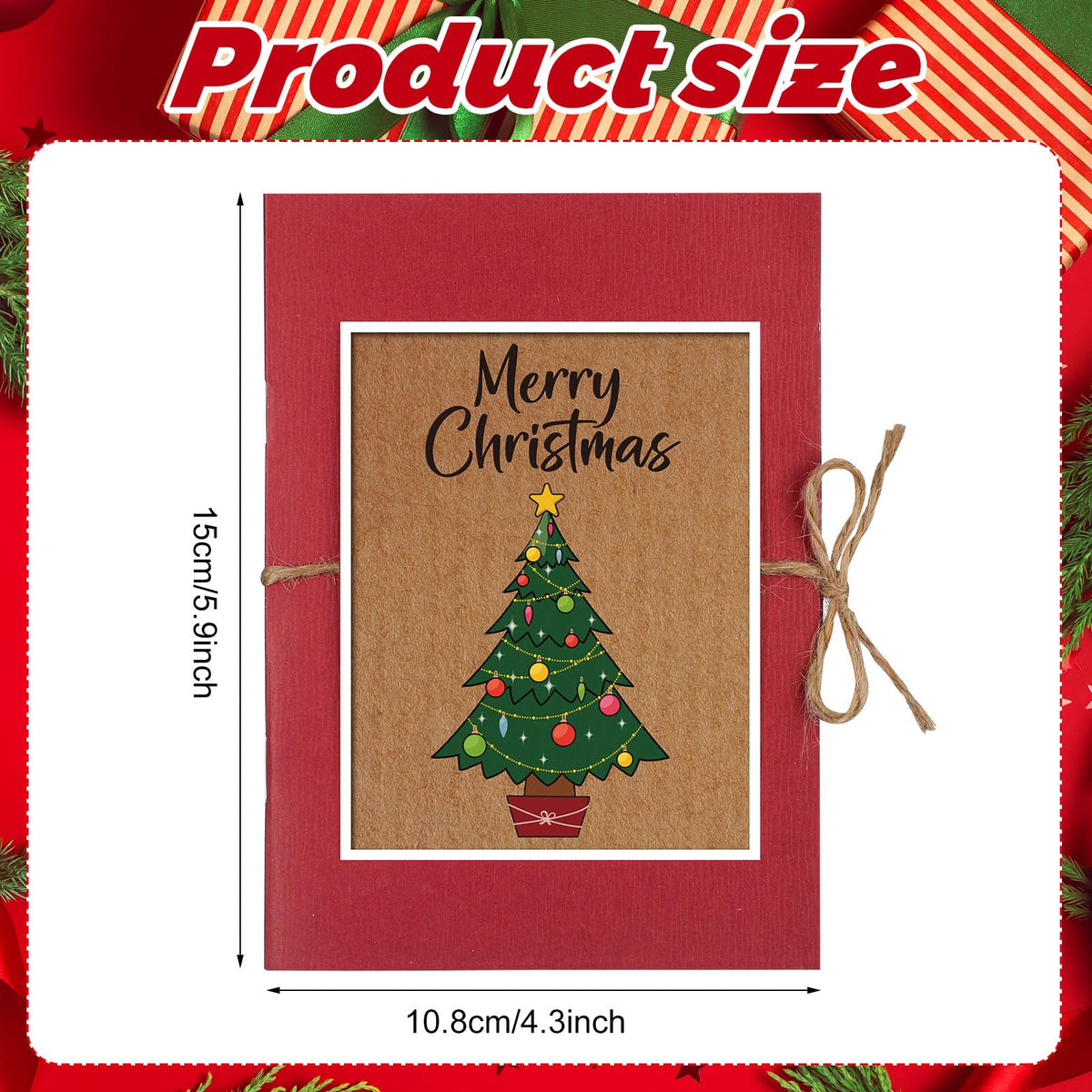 Engrowtic Christmas Gift Card Book 5 Slots Gift Postcard Sleeves Christmas Tree Money Holder Envelope Booklet for Cash Xmas Party Supplies for Teacher Office Employee Appreciation
